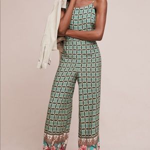 Farm Rio Honolulu Jumpsuit Green Floral Print Med